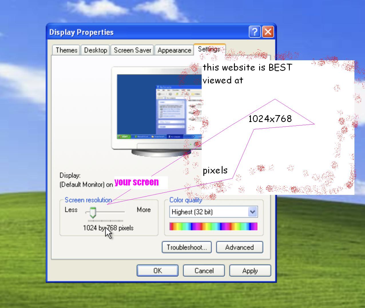 Set your browser resolution to 1024x768, also known as 